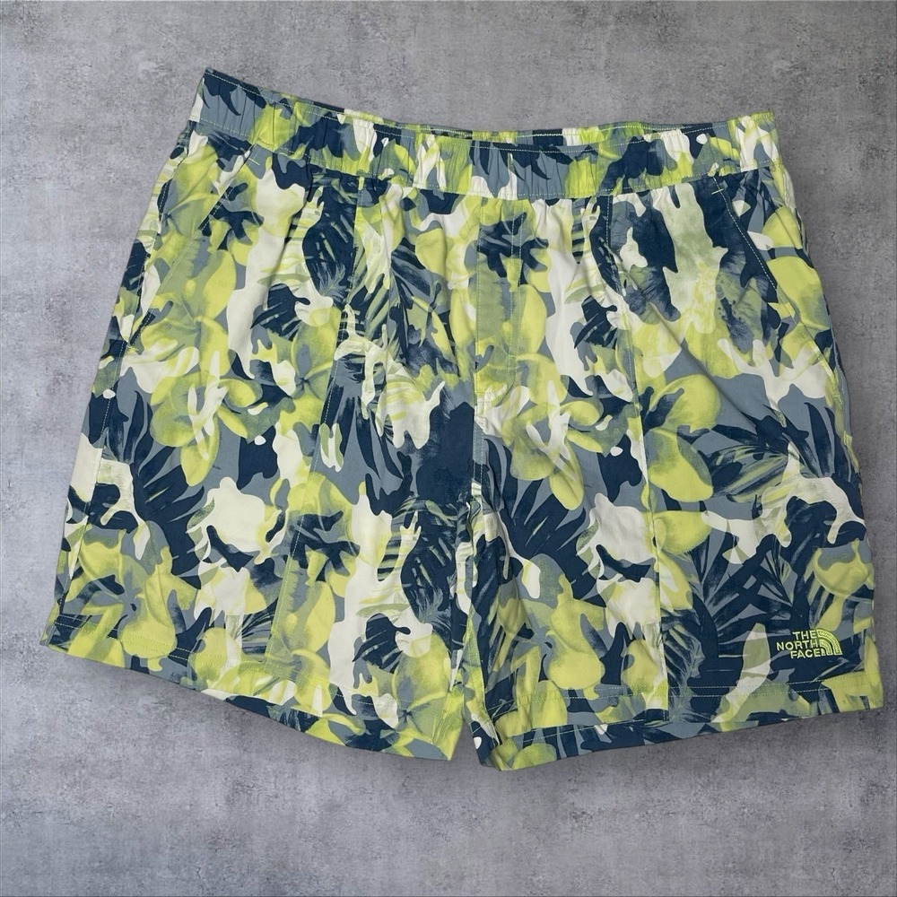 The North Face Class V Printed Green Tropical Pull On Shorts Mens L Coastal